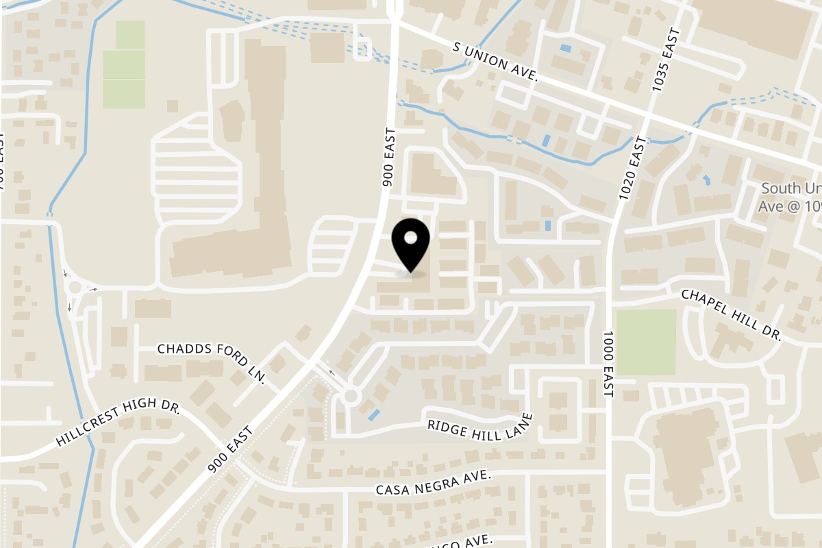 Map showing the location of Supremo Pizza on 7355 S 900 E in Midvale